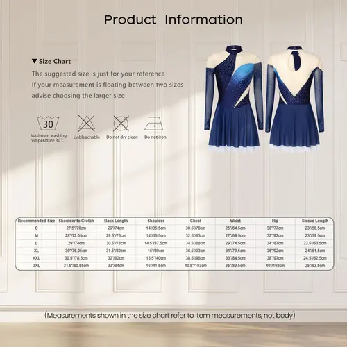 Imagen 2 del producto Trajes de patinaje artístico para mujer, vestido de tul de malla transparente con diamantes de imitación brillantes, Color degradado, leotardo de baile de Ballet lírico