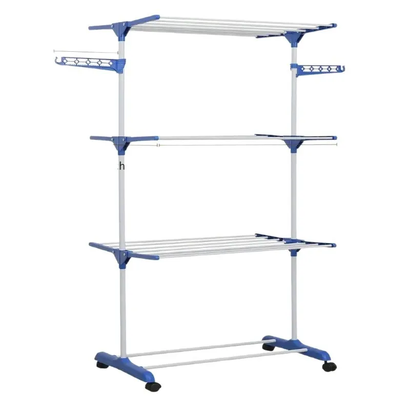 Balcony multi-layer towel rack, floor drying rack, foldable mobile telescopic drying rack