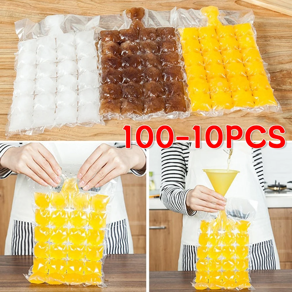 

10-100PCS Disposable Ice Bag Lattice Ice Cube Mold Bar Self-sealing Ice Tray Bag Ice Cube Bag Box Edible Frozen Ice Cube