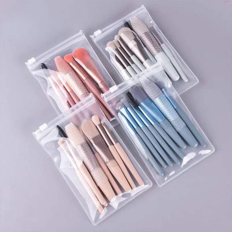 Mini Portátil Maquiagem Brush Set, Macaron Eye Shadow, Fundação, Corretivo, Blush, Pó solto, Acessório Ferramenta de Beleza, 8Pcs