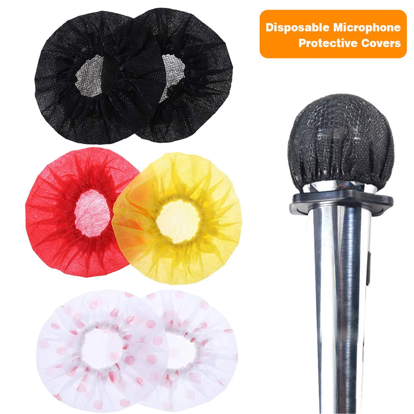 100pcs Microphone Cover Odor Removal Disposable Mic Covers KTV Microphones Shield Sleeve Non-woven Microphone Accessories