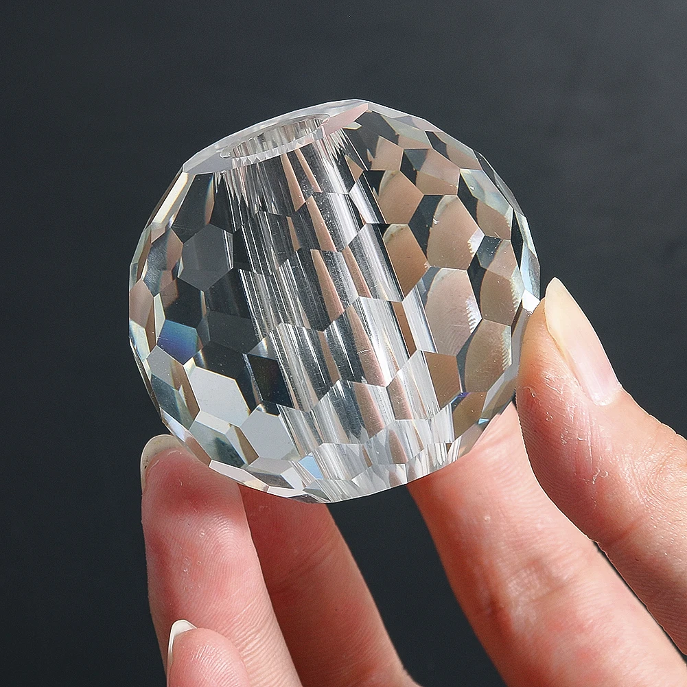 40/50mm Vertical Hole Glass Faceted Crystal Ball Prism Suncatcher Pendant Chandelier Parts DIY Door Knobs Home Wedding Decor