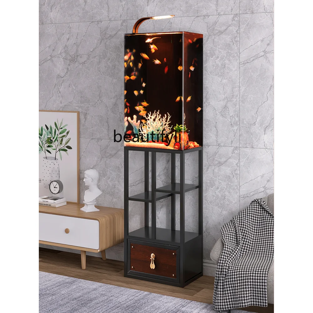 

yj Creative Square Fish Globe Ecological Floor Living Room Office Small Aquarium New