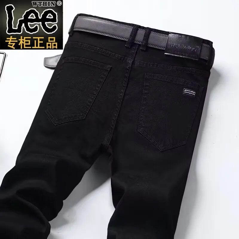 Wthinlee New Business Men's Jeans Casual Straight Stretch Fashion Classic Blue Black Work Denim Trousers Male Brand Clothing