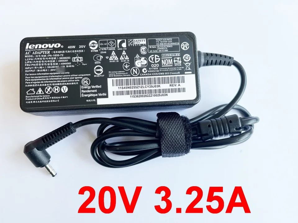 電源アダプタ65ワット20v 3.25Aノートパソコンのac充電器のlenovoの