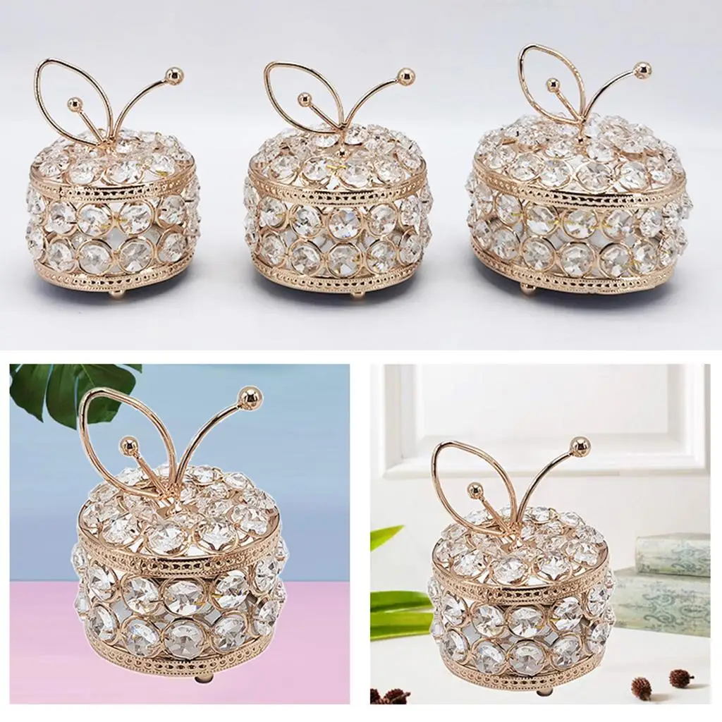 صندوق مجوهرات كريستال منظم حلية سباركلي أقراط وخواتم صندوق كنز #4