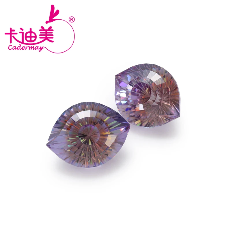CADERMAY Eye Double Stone Synthetic Cubic Zirconia Loose Stone Double Color For Fine Jewelry Making DIY