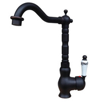 Black Oil Rubbed Brass Kitchen Faucet Ceramic Lever Cold and Hot Mixer Taps Basin Sink Faucets Lnf336
