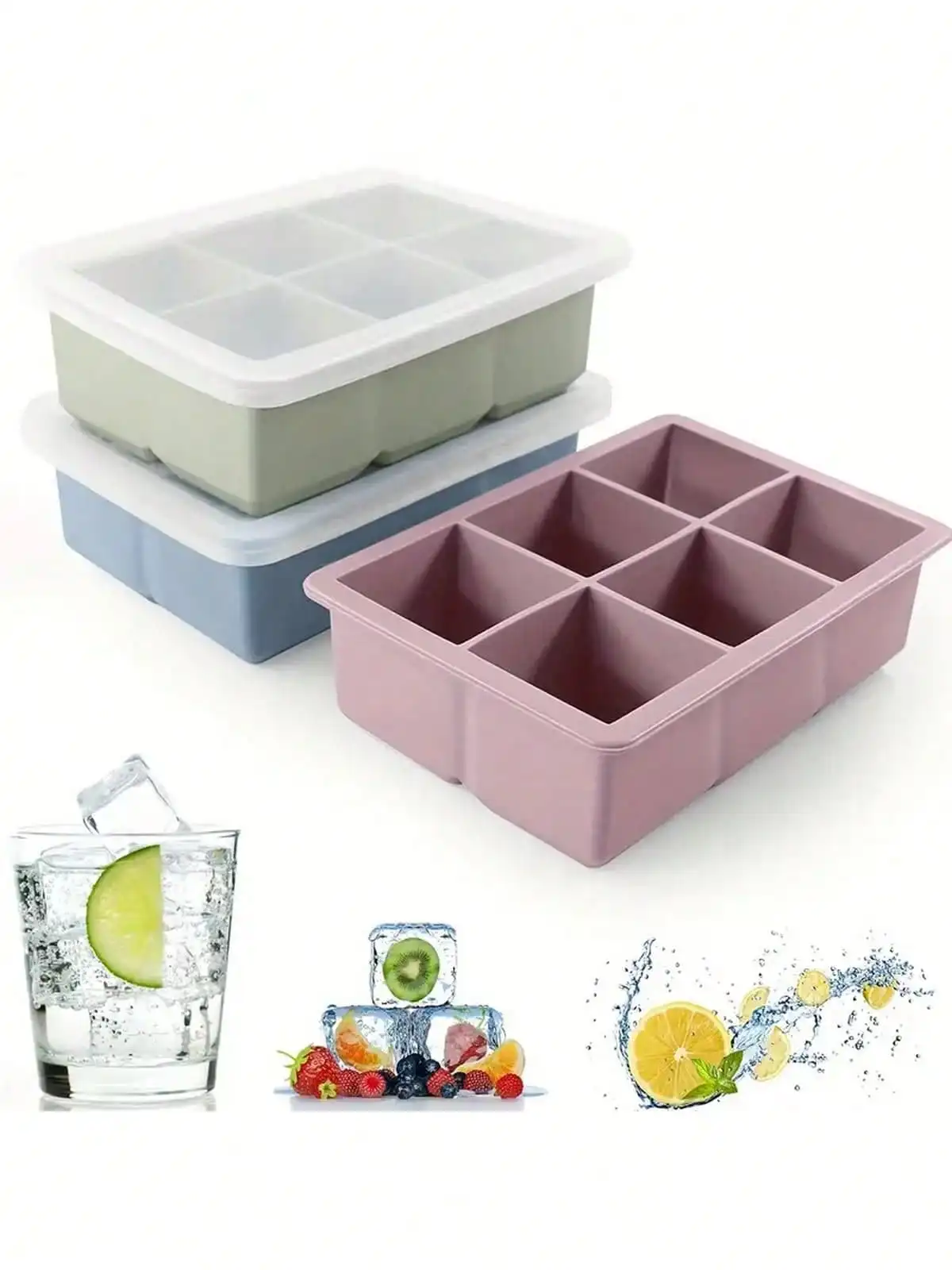 1pc 2" Large Silicone Tray, Flexible Square Ice Mold, Stackable Design — купить у AliExpress WW