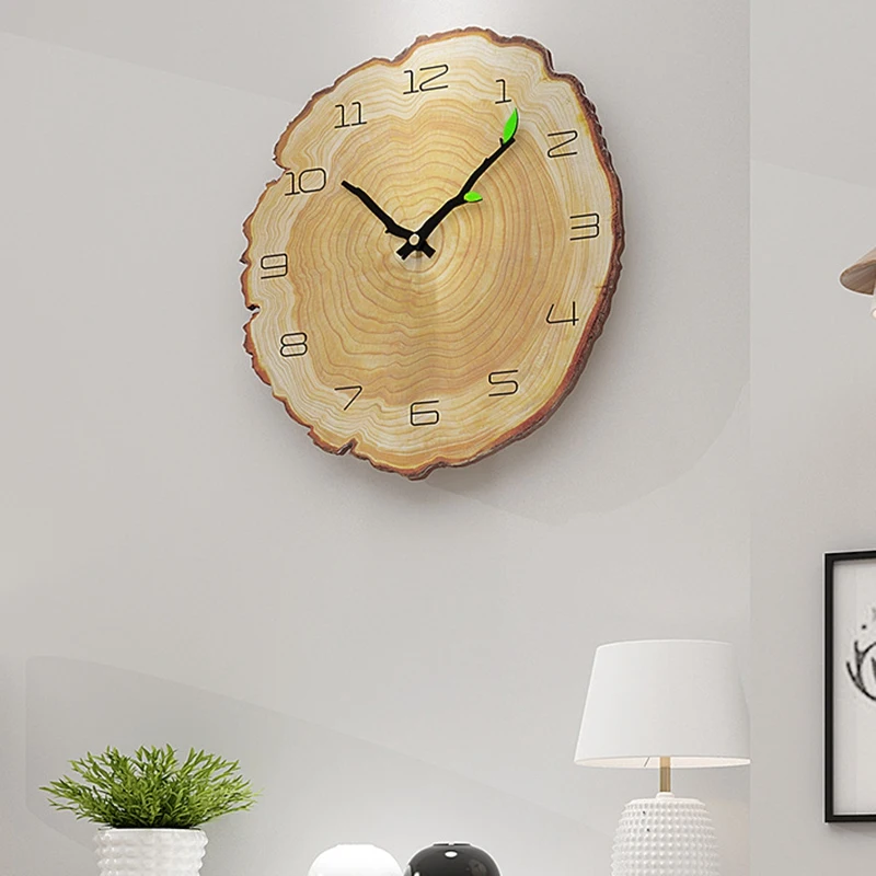 Wall Clock, 12 Inch Wooden Wall Clock Creative Irregular Decorative Silent Clock for Room Living Room Indoor