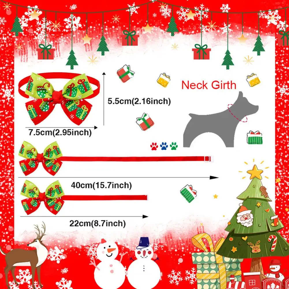 Pet Bow Tie Christmas Series Pattern Cats Collar Decorative Pet Neck Collar Adjustable Pet Dogs Cats Bowknot Collar for Festival