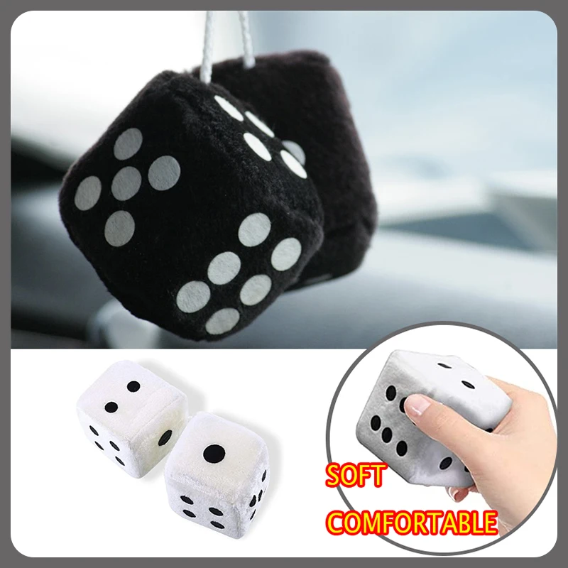 

Car Plush Dices Pendant Hanging Colorful Velvet Dice Cute Model Decoration Auto Rearview Mirror Charms Auto Accessories Interior