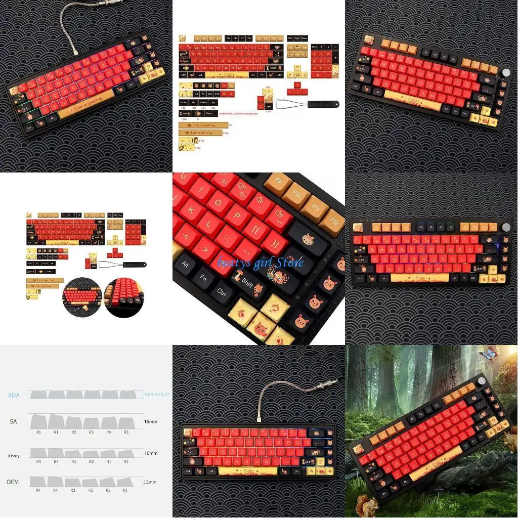 

C7AB Thick PBT Dye-SUB XDA Keycaps 139 Keys Cartoon Keycap For 61/68/75/84/980/104/108 Game Mechanical Keyboard Keycap