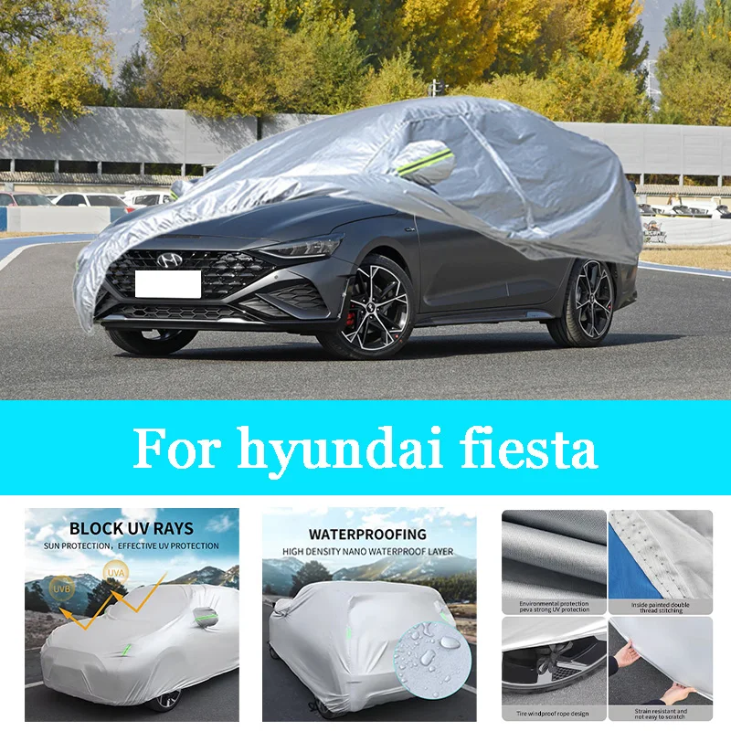 

Car Cover Outdoor Full Exterior Snow Cover Sunshade Waterproof Dustproof Protection with Reflective Strips for Hyundai Fiesta