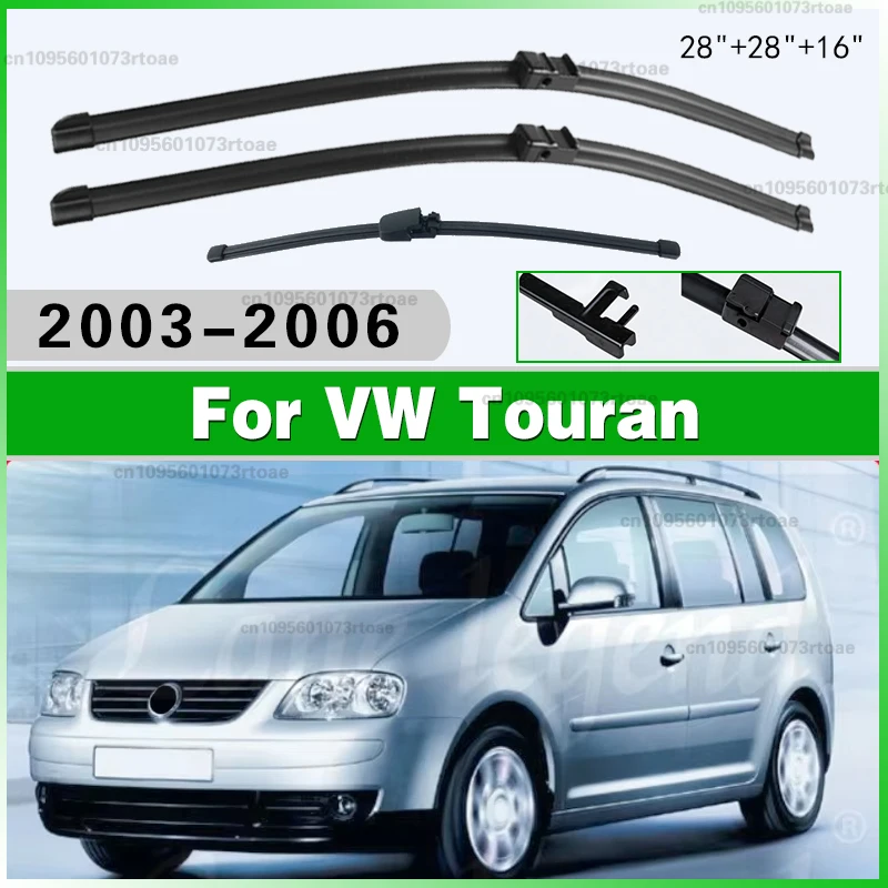 

3PCS For Volkswagen VW Touran 2003 2004 2005 2006 28"28"16" Front Rear Wiper Blades Windshield Windscreen Window Car Accessories