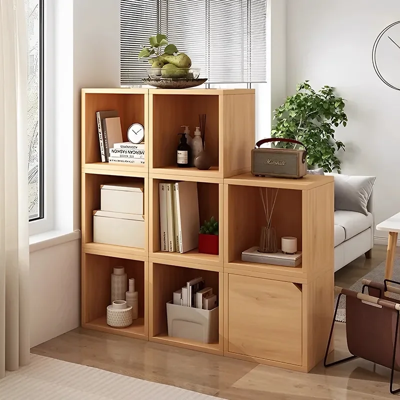 Modular Cube Storage Unit Low Bookshelf Floor Cabinet Simple Display Rack for Living Room Home Organization Furniture