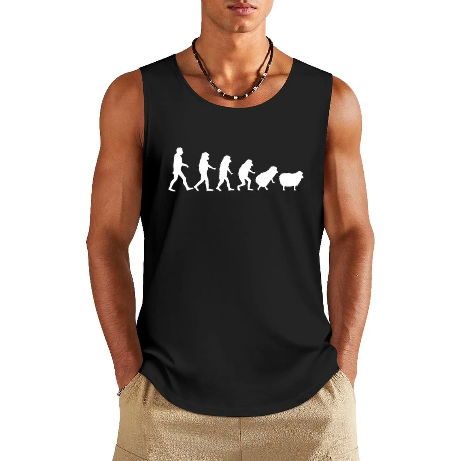 Human Evolution Wake Up Sheeple Sheep Tank Top gym t-shirts vests for men