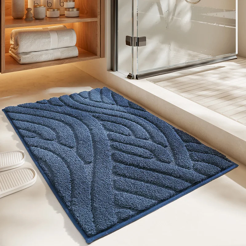 Soft and Thick Bath Mat for Shower Safety High-Low Pile Anti-Slip Bathroom Rug with Fast Drying and Water Absorption Feature