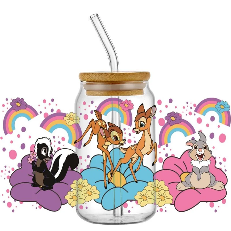 Najwyższa jakość Miniso 3D Cartoon Sika Deer Naklejka 16oz UV DTF Cup Wrap Transfers Naklejki Zmywalne Niestandardowe Logo DIY Naklejka na kubek