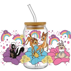 Miniso-calcomanía de dibujos animados 3D Sika Deer, 16oz, UV, DTF, envoltura de taza, pegatinas lavables, logotipo personalizado, pegatina para taza DIY