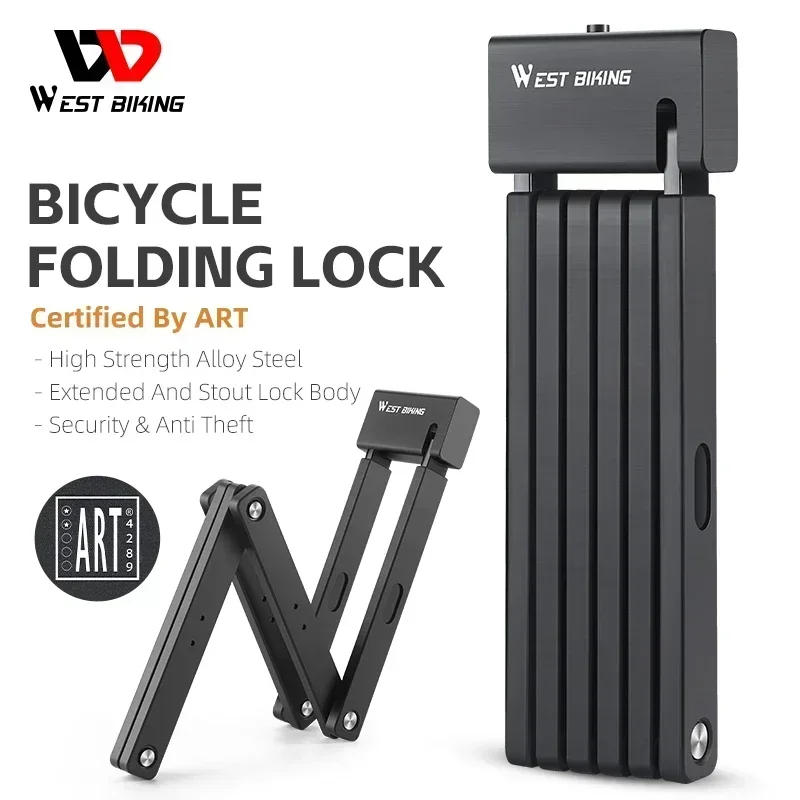 WEST BIKING Bicycle Folding Lock ART-Safety Heavy Duty Anti-Theft Lock For Electric Bike Scooter High Security Foldable Lock