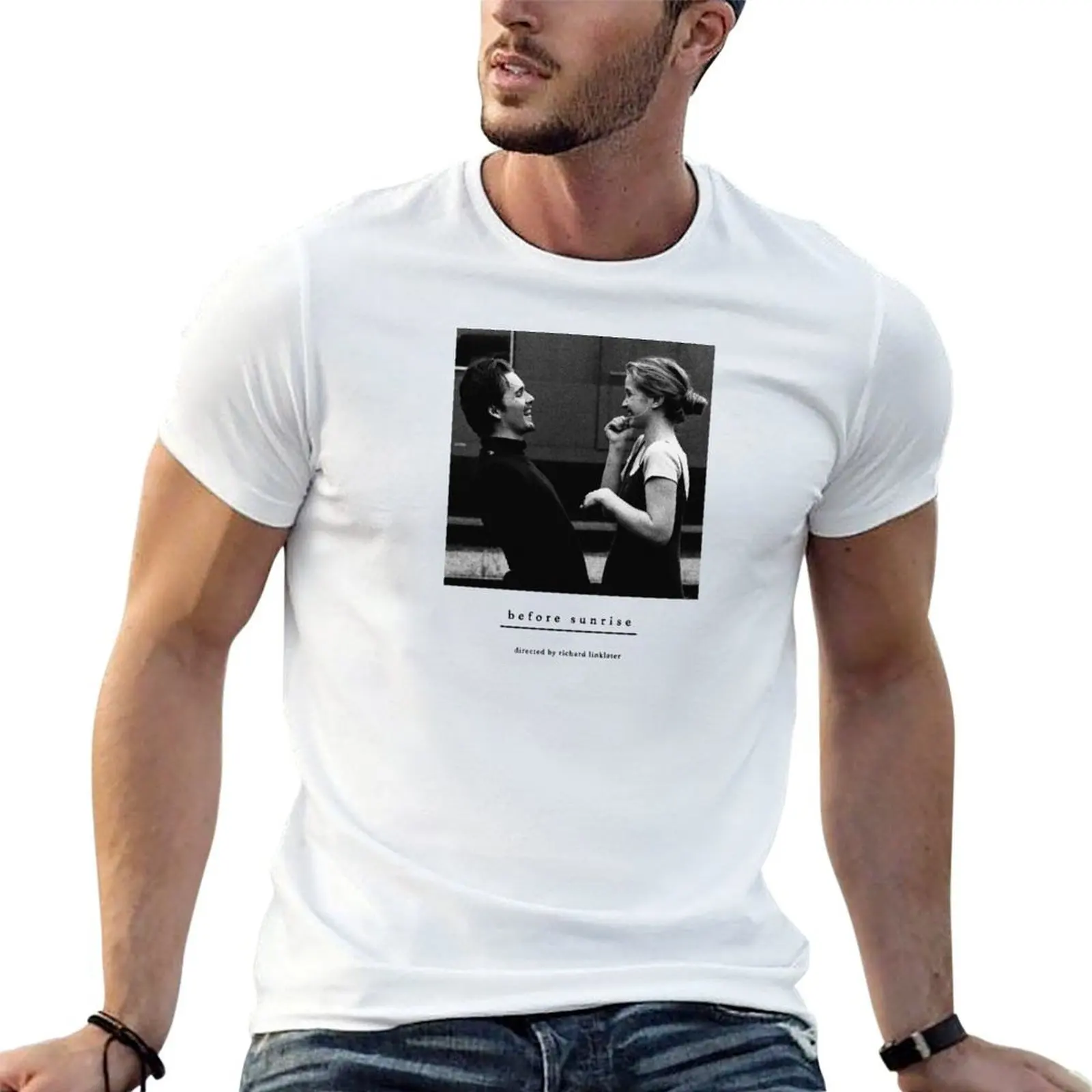 

Before Sunrise Sunset Midnight Richard Linklater Julie Delpy Ethan Hawke T-Shirt man t shirts for men T-Shirt