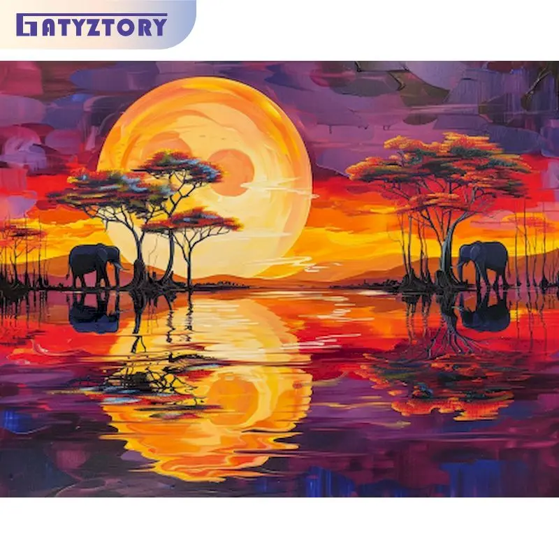 

GATYZTORY Paintings By Number Kit Landscape Paint Canvas Picture Oil Painting By Number HandPainted For Adults Home Decor