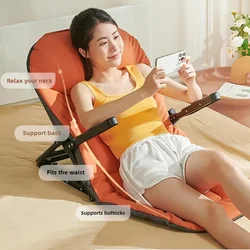 Carbon Steel Bed Backrest Chair Adjustable Heavy-Duty Recliner for Elderly Foldable Tatami Seat with Armrests Dorm Lazy Sofa