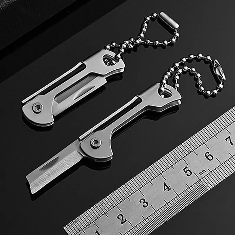 Sharpen Stainless Steel Mini Folding Knife Fruit Paring Camping Pocket Keychain Knife Express Unpacking Portable Carry EDC Tool