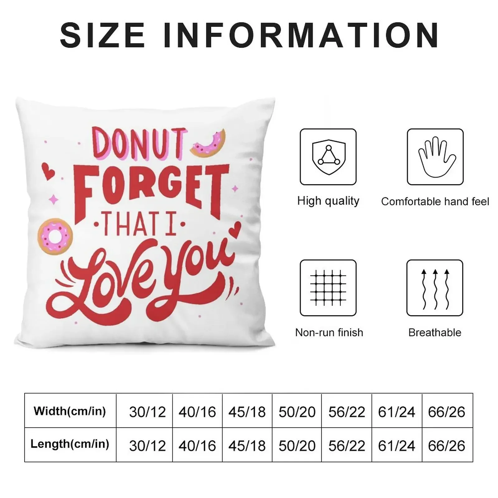 Donut Forget I Love You Quote Throw Pillow Pillowcases Bed Cushions Luxury Cushion Cover pillow