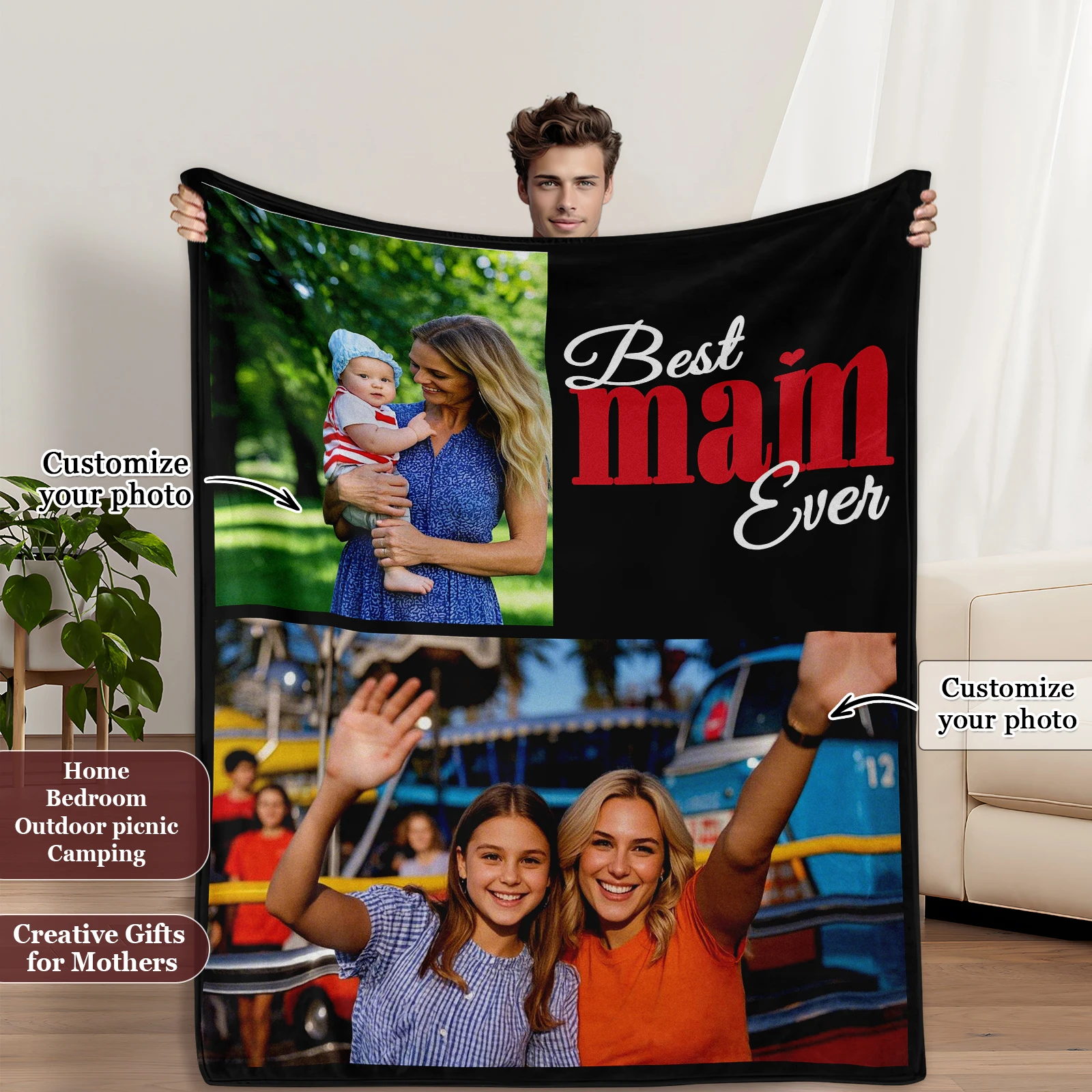 

Cherished Memories Custom Blanket Customized Family Happy Hour Canvas Creative Gifts For Mothers Sofa Bedroom Available