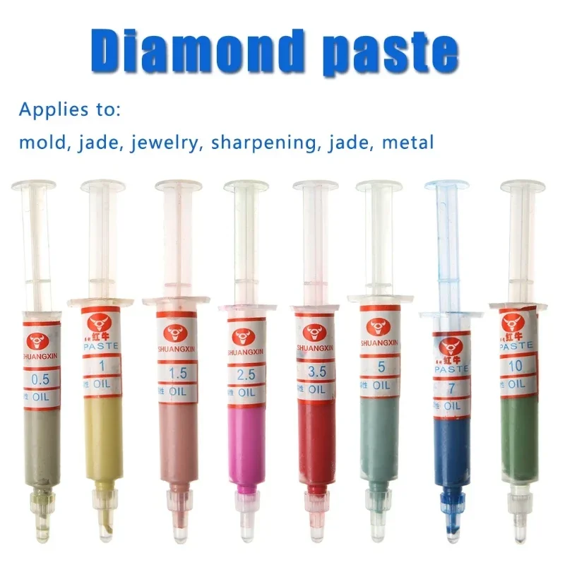 8Pcs Diamond Polishing Lapping Pastes Compound Syringes Set 0.5-10 Micron Tools