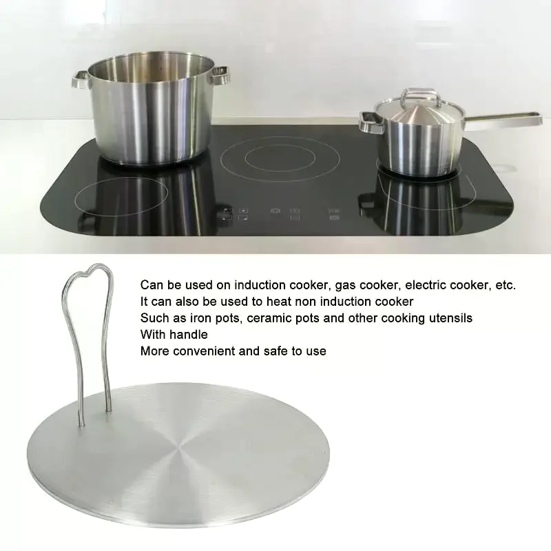 Stainless Steel Kitchen Heat Diffuser Plate Anti Scald Handle Induction Electric Cooker Diffuser Adapter Converter