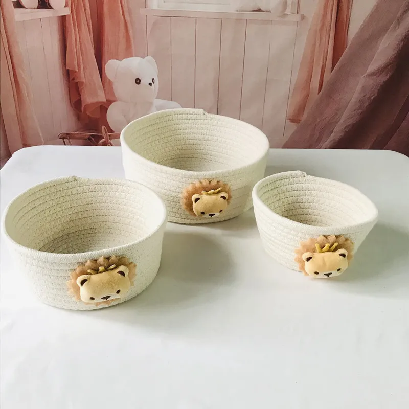 Hand Woven Cartoon Animals Storage Basket Kids Toys Desktop Organizer Sundries Storage Box Laundry Baskets storage box