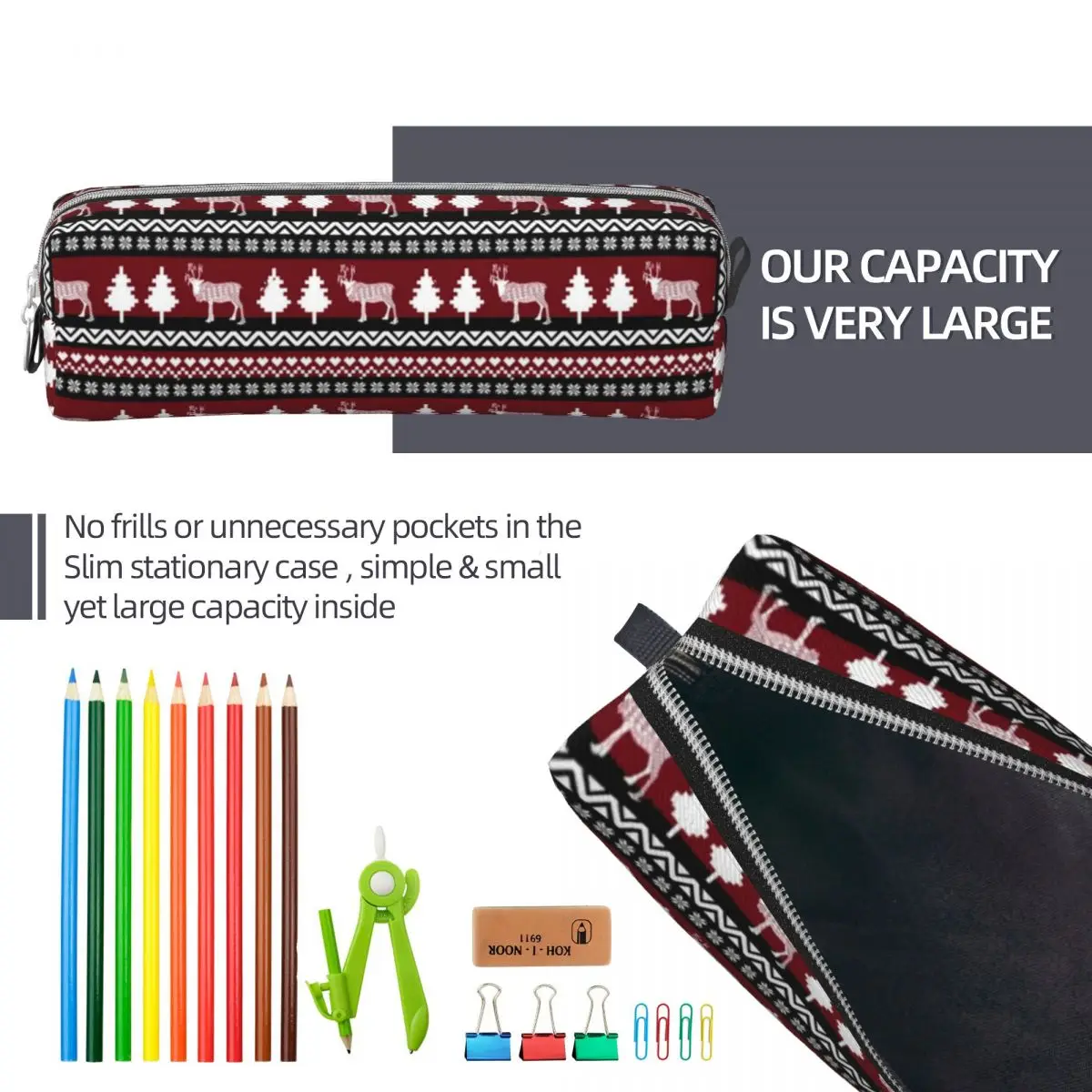 Rendier Lelijke Kerst Trui Patroon Potlood Case Patchwork Potlood Pencilcases Pen Voor Meisje Jongen Tassen Studenten School Geschenken Briefpapier