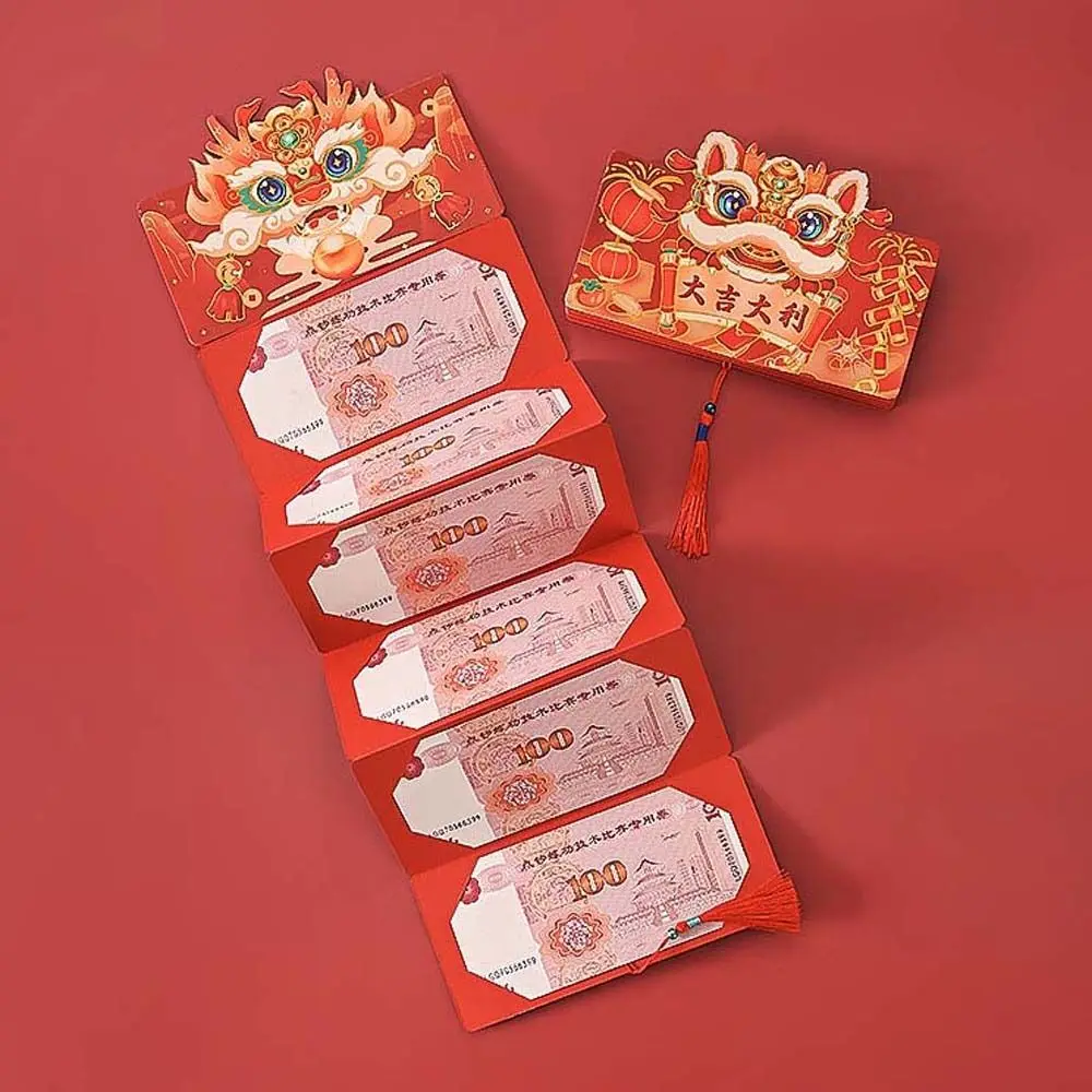 

Chinese New Year Foldable Red Envelope Chinese Holiday Decoration The Year of Dragon Luck Money Bag Tassels