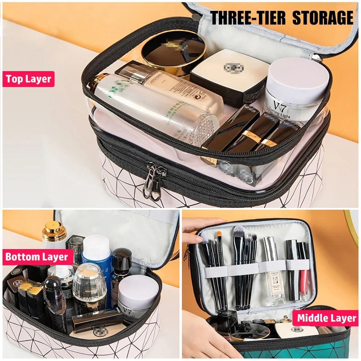 Double Portable Large Capacity Makeup Bag Korean Version Ringer Travel Multifunctional Toiletry Bag Portable Storage Bag