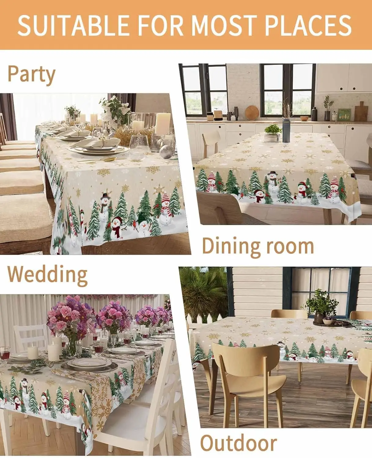 عيد ميلاد سعيد ثلج مفارش المائدة لجدول ديكور الشتاء أشجار عيد الميلاد الثلج المطبخ طاولة طعام القماش نافيداد الزينة