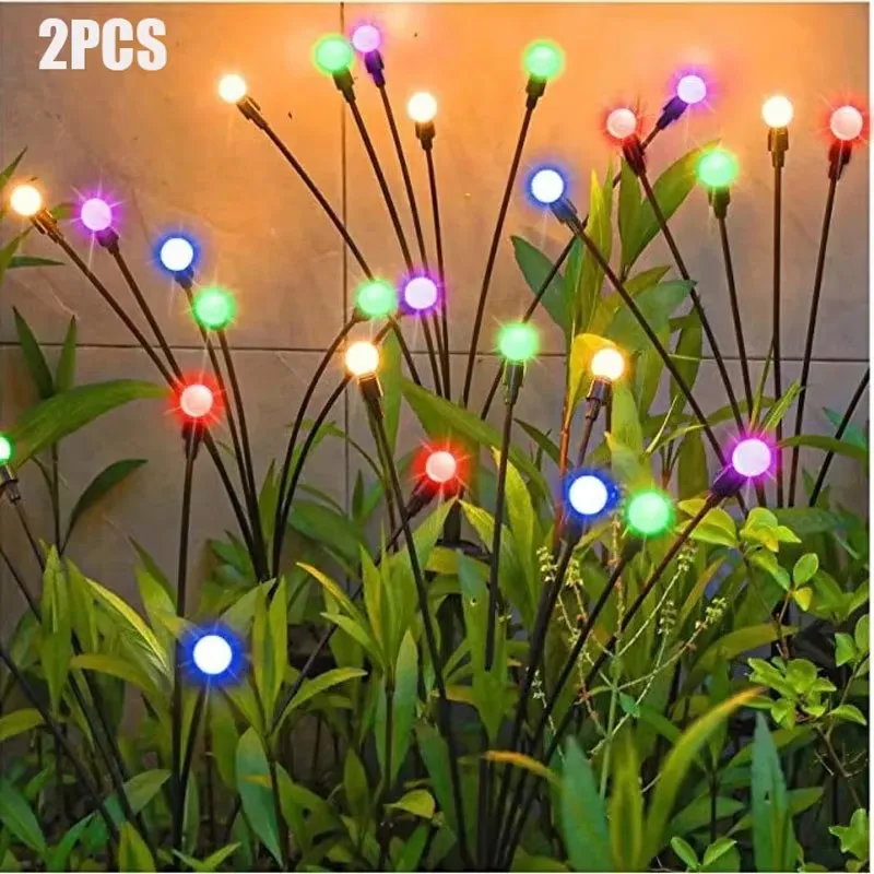 

2Pack 8 Ball Solar LED Firefly Lights Outdoor Waterproof Landscape Firework Vibrant Swaying Lamp for Garden Decoration Patio