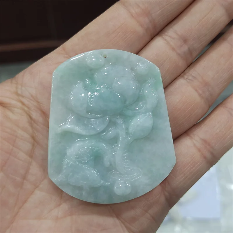 

Hot Selling Hand-carve Jade FlowerJade Brand Necklace Pendant Fashion Jewelry Accessories MenWomen Luck Gifts1