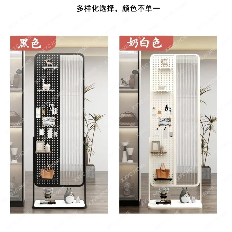 XX New wrought iron hole plate screen glass partition living room entrance entrance shelf, water ripple seat screen