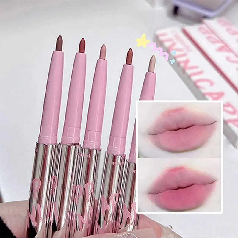 Double Head Lip Liner Pen Makeup Waterproof Lasting Contouring Lip Stick Pencil Nude Pink for Lip Tint Lips Cosmetic