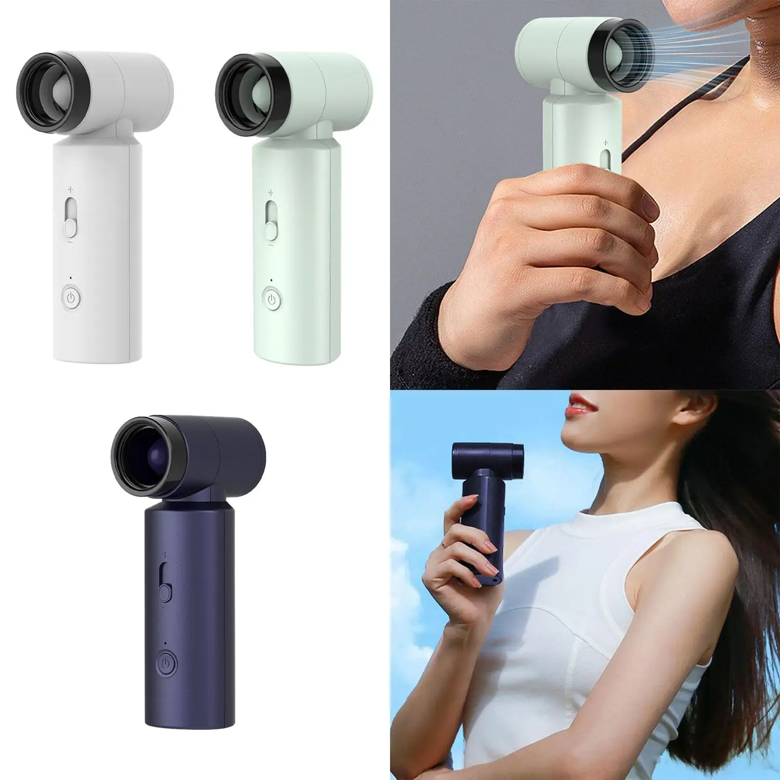 พัดลมระบายความร้อนส่วนบุคคลแบบพกพาพัดลมตั้งโต๊ะขนาดกะทัดรัดพัดลมเป่าลมมือถือชาร์จได้สำหรับทำความสะอาดรถตั้งแคมป์เดินป่ากลางแจ้ง