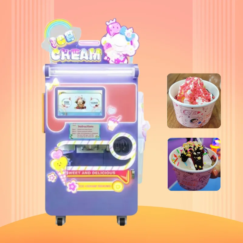 Commercial Vending Machine Mall Supermarket School Event Party Food Automatic Cotton Candy Ice Cream Vending Machine