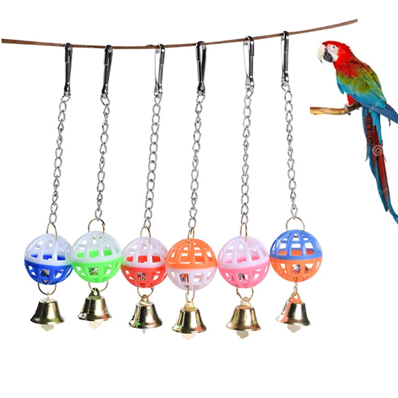 Cute Parrot Toys Pet Bird Parakeet Climb Bite Chew With Hanging Swing Bell Ball Bird Toy Pet Supplies For Parakeet Cockati