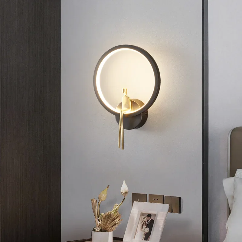 all-copper bedside wall lamp modern minimalist designer bedroom bedside lamp creative character modeling small chandelier