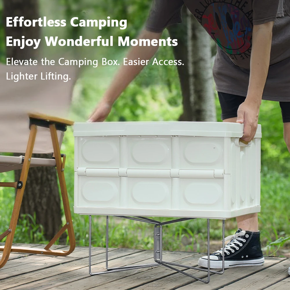 Foldable Cooler Stand Frame Anti-Slip Stainless Steel Luggage Holder Camping Portable Fridge Ice Box Holder For Picnic Cooking