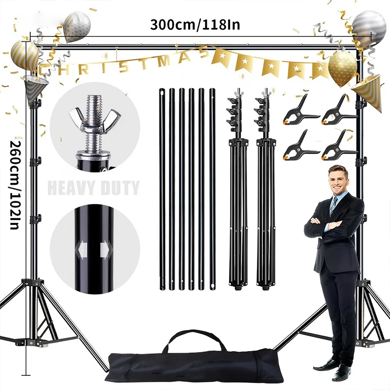 8.5X10ft Photo Background Stand Kit Adjustable Background Stand System Kit with Carry Case Suitable for Photography Video Studio
