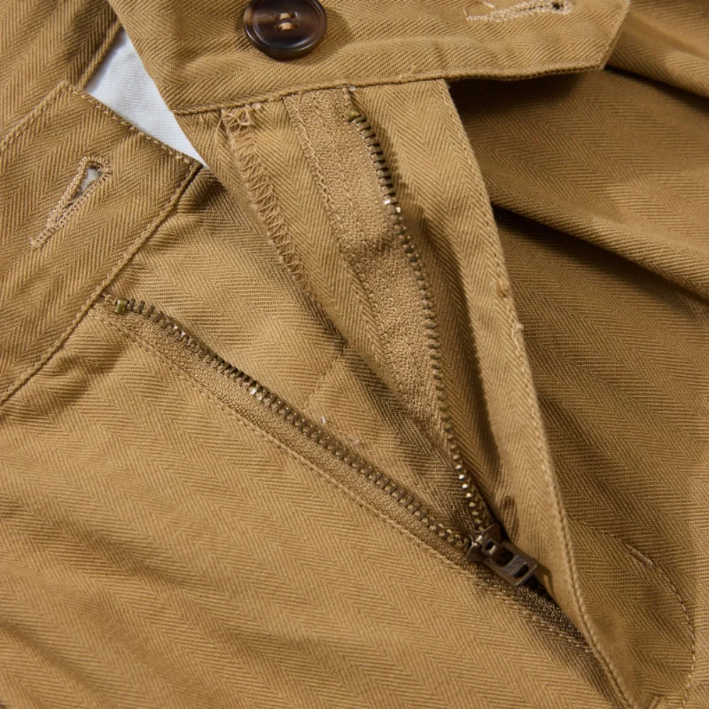 100% cotton autumn men's new basic color herringbone work pants four bags pleated casual trousers four season pants