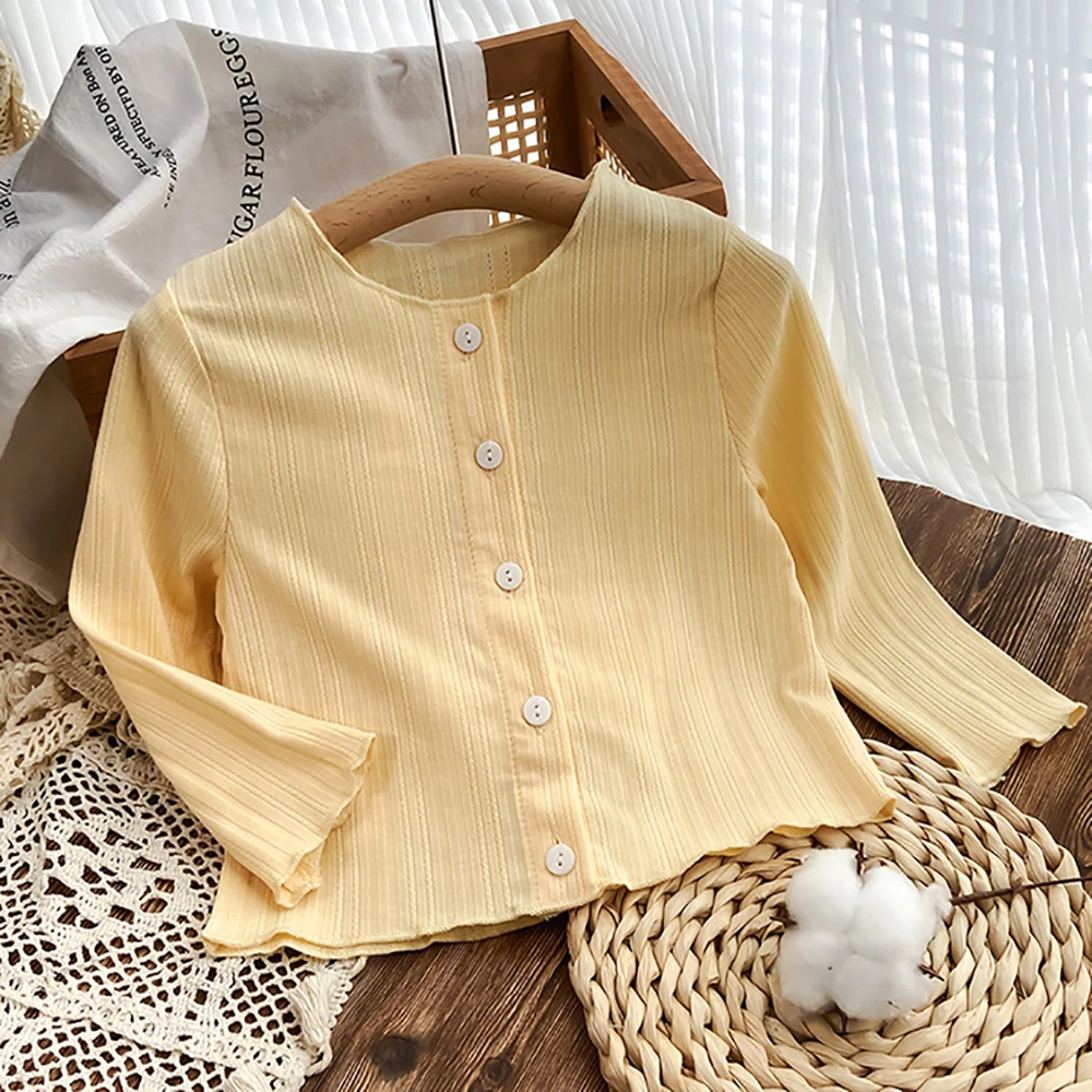 Girls Summer Sun Protection Top Thin Cardigan Coats Children's Cotton Breathable Air-conditioned Shirt Cute Baby Top